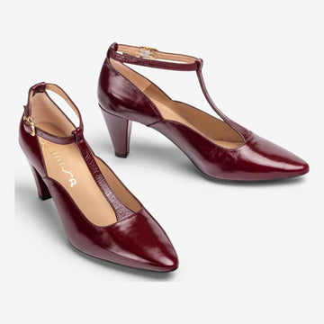 Womens Unisa Latte Court Shoes - Burgundy