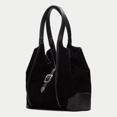 Womens Hispanitas 264939 Suede Shoulder Bag - Black