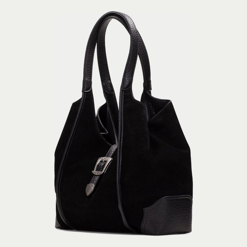 Womens Hispanitas 264939 Suede Shoulder Bag - Black
