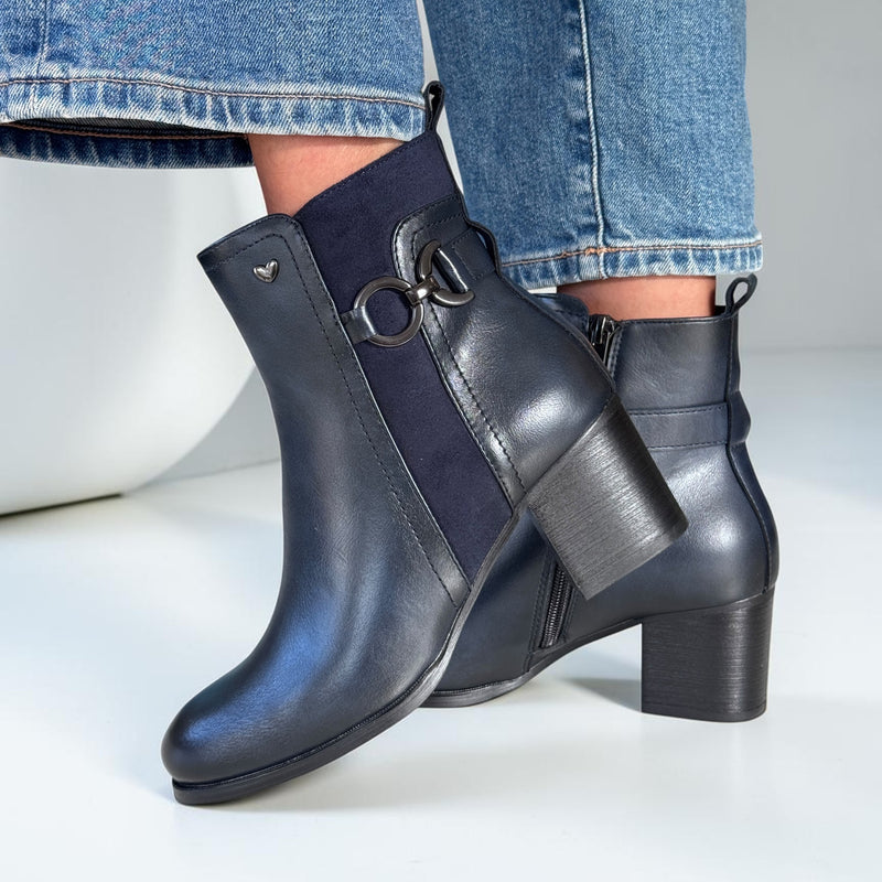 Womens Susst Suzy26 Faux Leather Ankle Boots - Navy