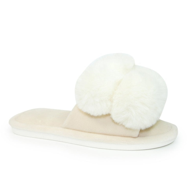 Womens Lunar Octavia Pom Pom Slipper - White