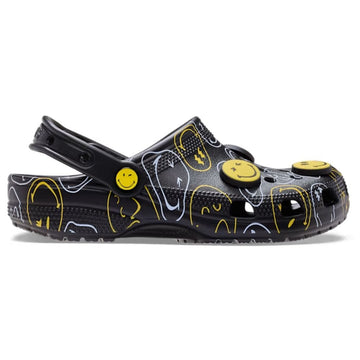 Womens Crocs SmileyWorld Classic Clog - Black