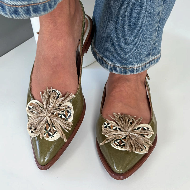 Womens AW26 Nemonic 2497 Renata Khaki Sling Pumps - Khaki