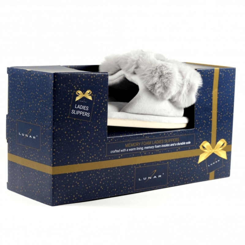 Womens Lunar Octavia Pom Pom Slipper - Grey