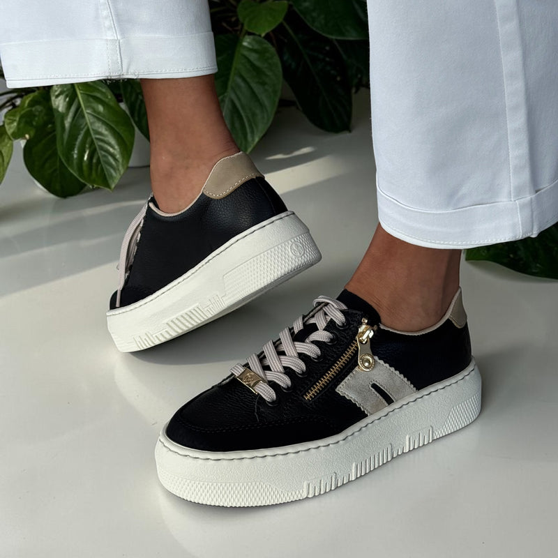 Womens Rieker M1912 Side Zip Platform Trainers - Black