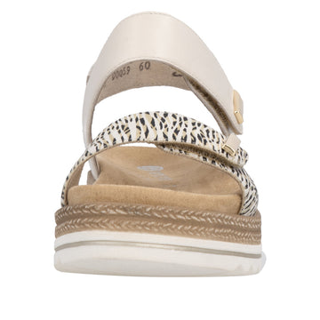 Womens Remonte D0Q59 Beige Combi Wedge Sandal - Beige Combi