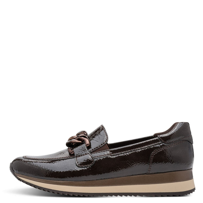 Womens Jana 24766 Mocca Patent Loafer - Mocca Patent