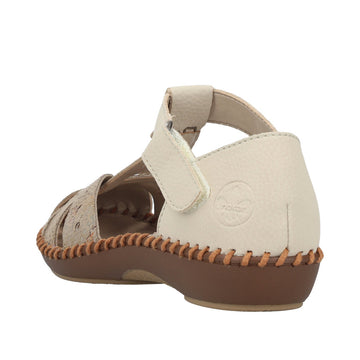 Womens Rieker M1655 Beige Heeled Sandal - Beige Gold