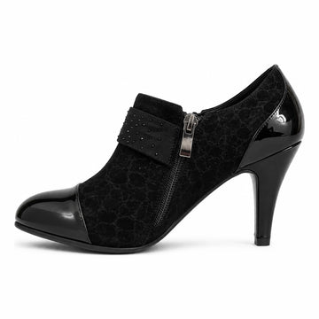 Womens Redz F2214 Flare Heel Shoe Boots - Black