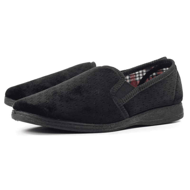 Lazy Dogz Mens Tamar Velvet Slippers - Black