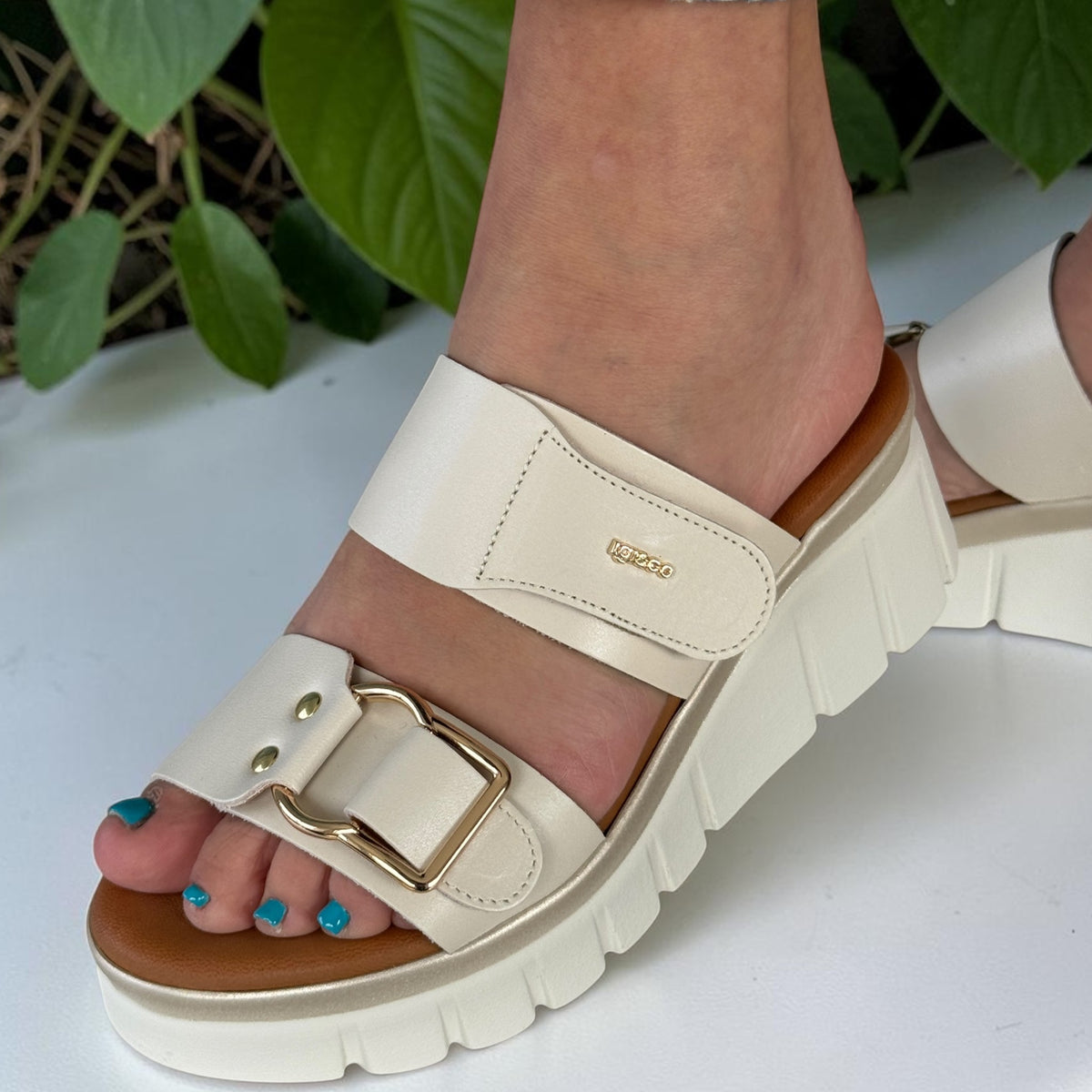 Womens Igi & Co 1189422 White Wedge Sandals