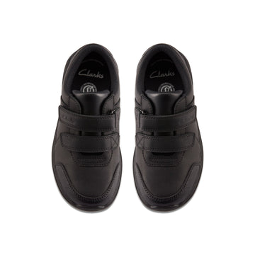 Boys Clarks Daze Step 2 Kid Black School Shoes - Black
