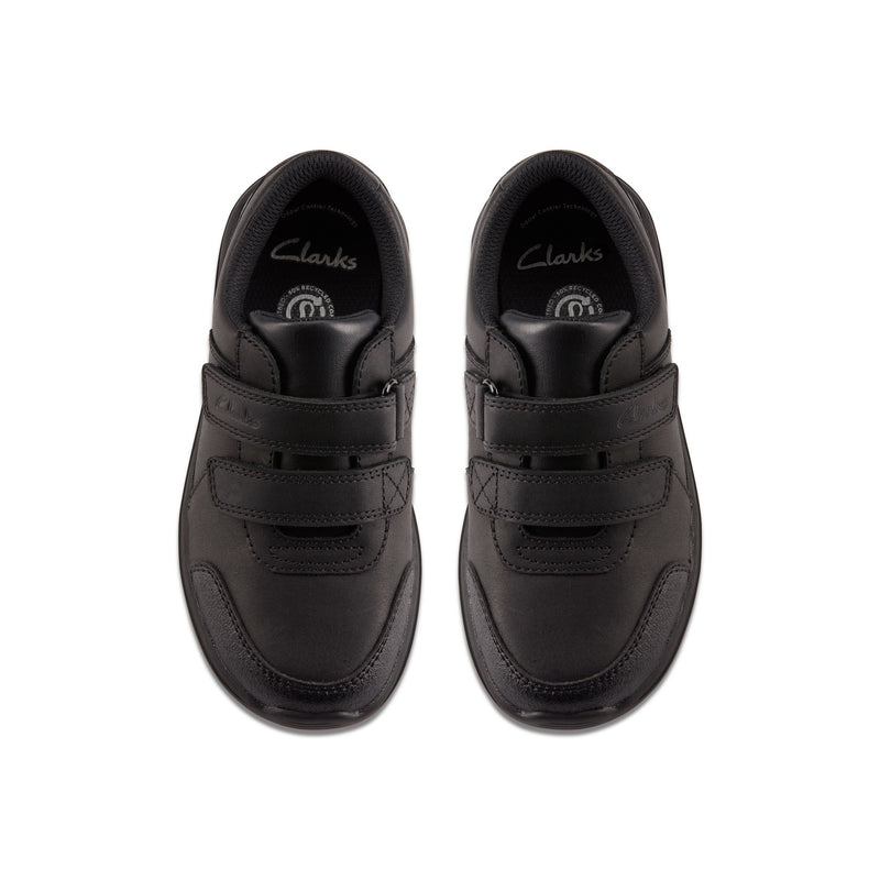 Boys Clarks Daze Step 2 Kid Black School Shoes - Black