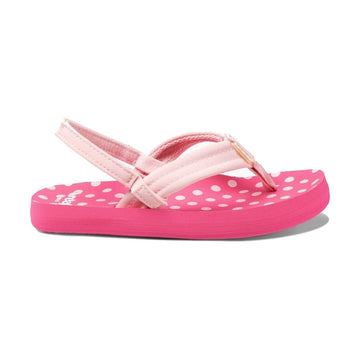 Reef Kids Little Ahi Back Strap Pink Polka Dot Flip Flop Sandals - RF002199PPD - Pink