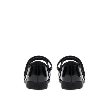 Girls Clarks Lock Gem Kid Black Patent School Shoes - Black Patent