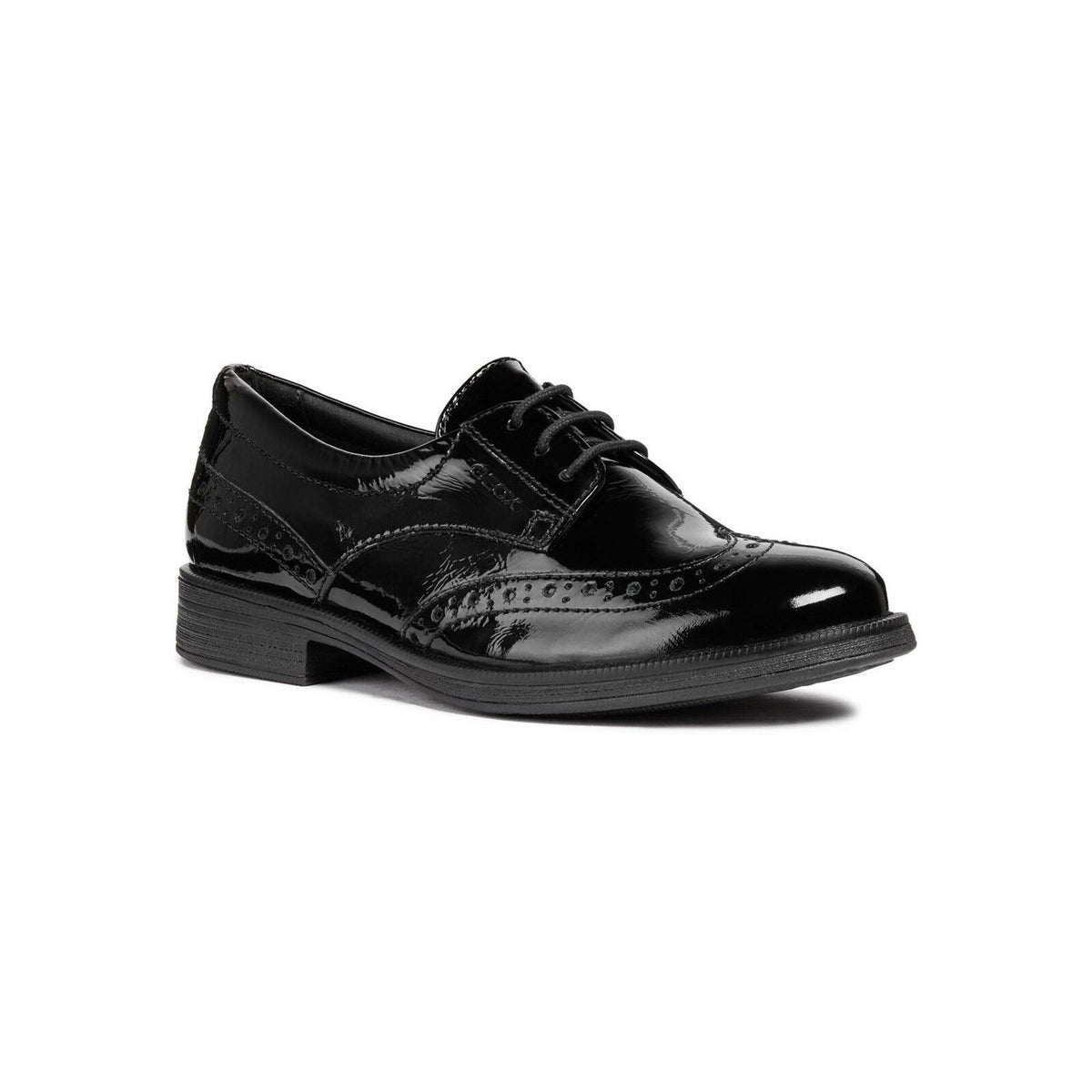 Girls Geox Jr Agata D Black Patent School Shoes