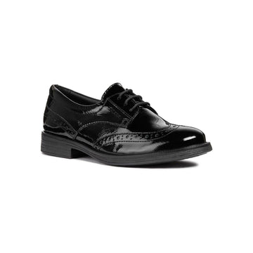 Junior Girls Geox Agata Black Patent School Shoes - Black Patent