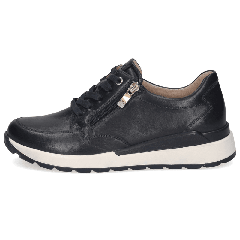 Womens Caprice 23738 Navy Soft Leather Trainers - Ocean Nappa