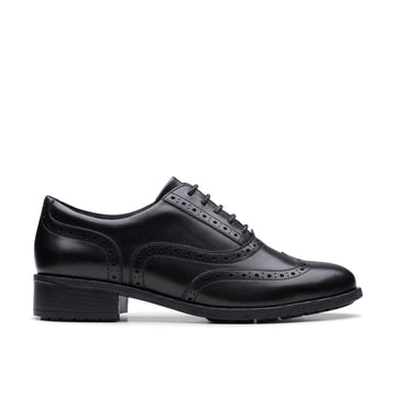 Girls Clarks Havisham Oak School Shoes - Black