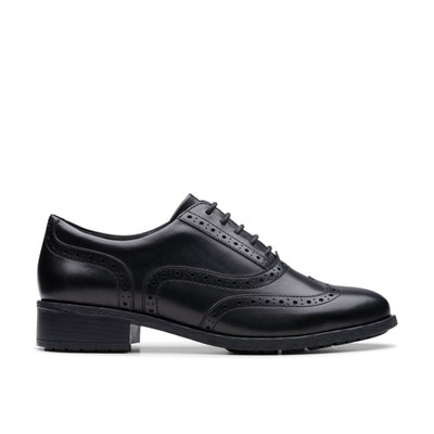 Girls Clarks Havisham Oak School Shoes - Black