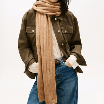 Tommy Hilfiger Flag Fluffy Scarf - Safari Canvas