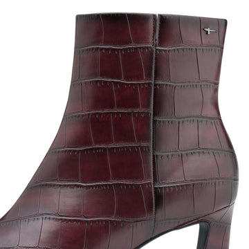 Womens Tamaris 25384 Ankle Boots - Merlot Croco