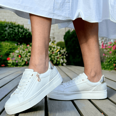 Womens Tamaris 23313 Monogram Trainers - Gold