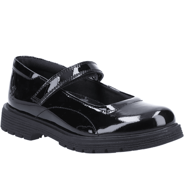 Hush Puppies Tally Junior Girls Mary-Jane School Shoes - Black Patent - Black Patent