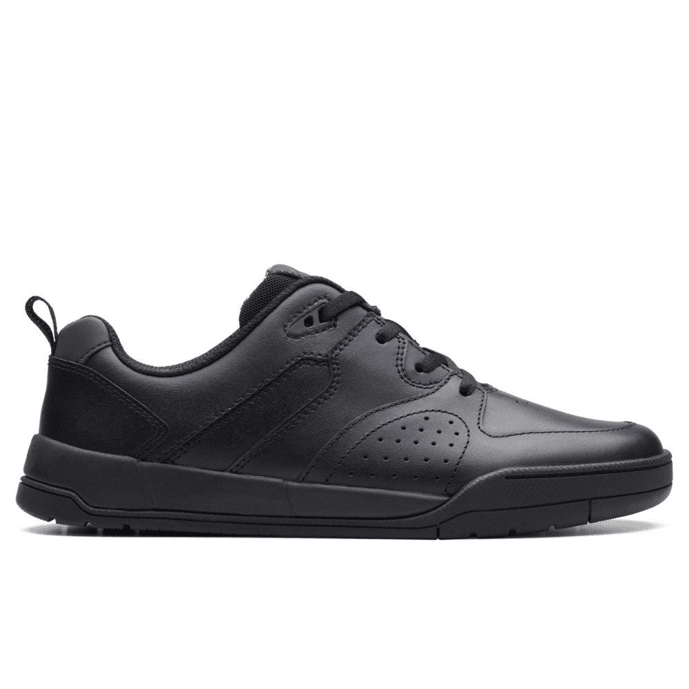 Clarks Boys Kick Step Black Leather School Shoes