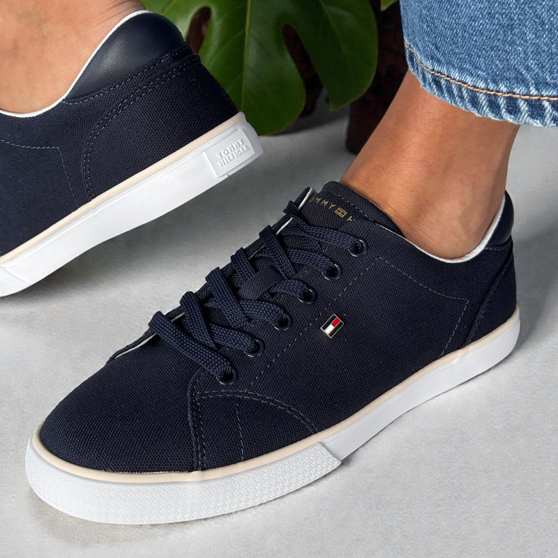 Womens Tommy Hilfiger Space Blue Low Profile Canvas Trainers - Space Blue