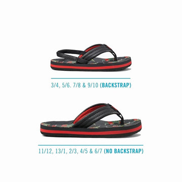 Reef Kids Infant Junior Ahi T-Rex Flip Flops Sandals - Red