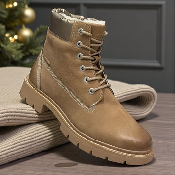 Womens Tamaris Comfort 86403 Camel Nubuck Lace and Zip Boots - Camel