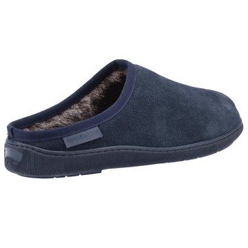 Mens Hush Puppies Ashton Navy Faux Fur Mule Slippers - Navy