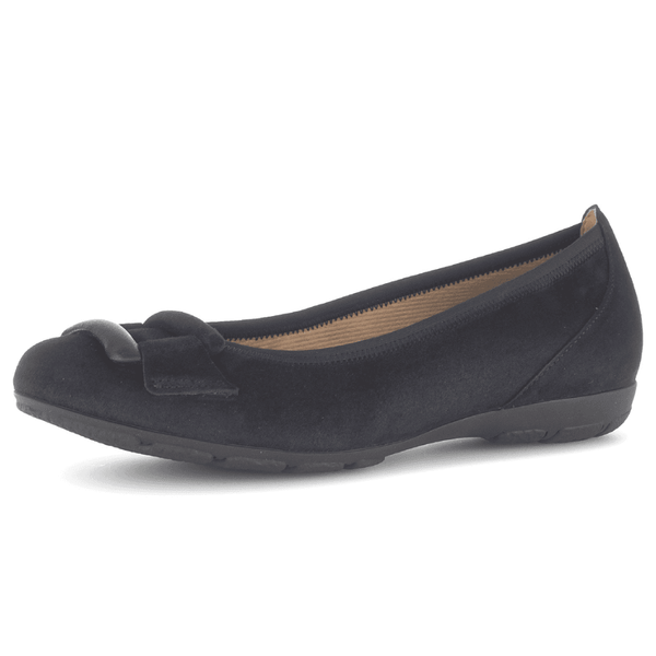 Womens Gabor 84.166 Flat Ballerina Pumps - Navy Suede
