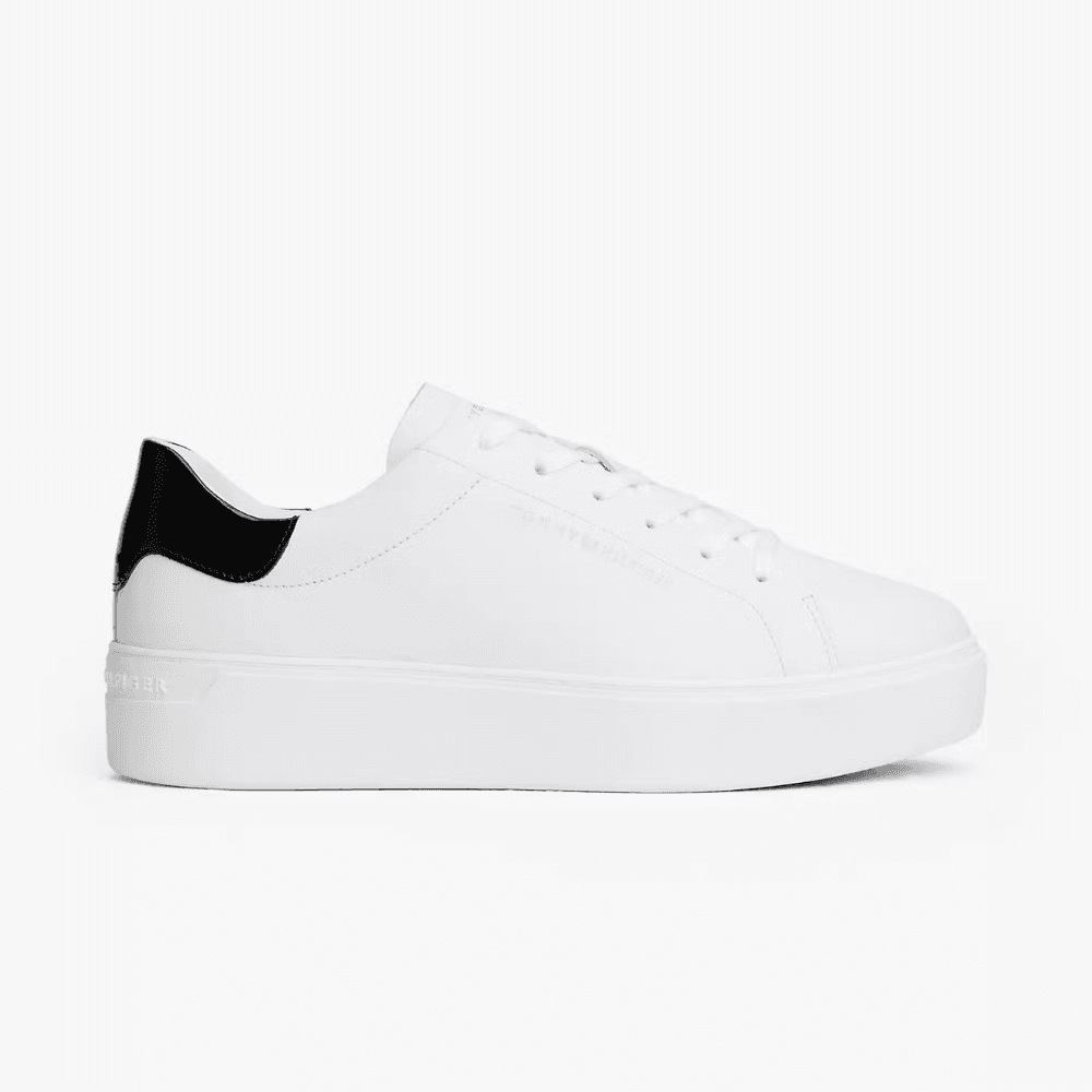 Womens Tommy Hilfiger Leather Contrast Heel Platform Trainers