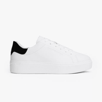 Womens Tommy Hilfiger Leather Contrast Heel Platform Trainers - White