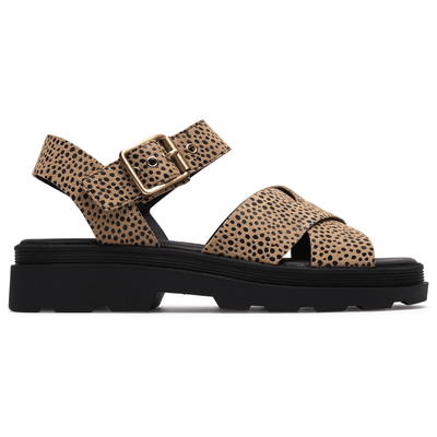 Womens Clarks Orinoco3 Cross Animal Print Crossover Sandals - Animal Print