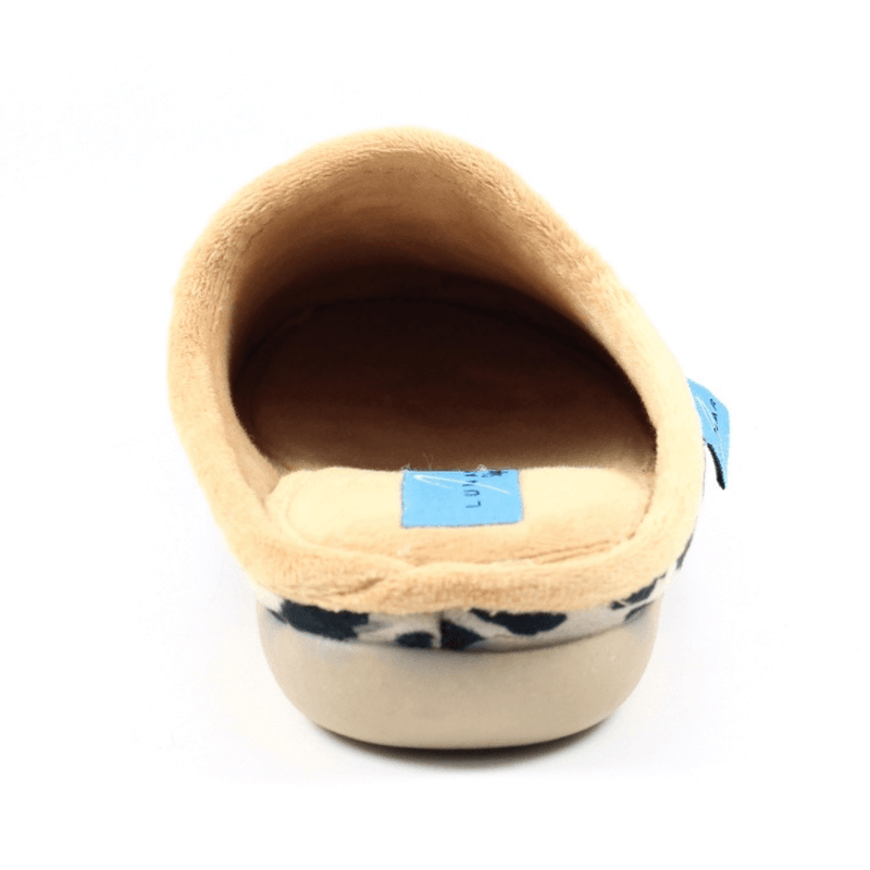 Womens Lunar Fleet Beige & Animal Print Mule Slippers - Beige & Animal Print