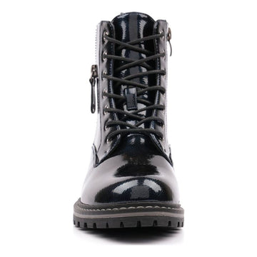 Womens Lunar Allison Patent Ankle Boots - Navy