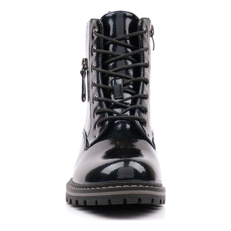 Womens Lunar Allison Patent Ankle Boots - Navy