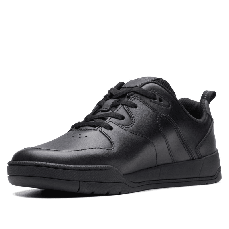 Clarks Boys Kick Step Black Leather School Shoes - Black Leather