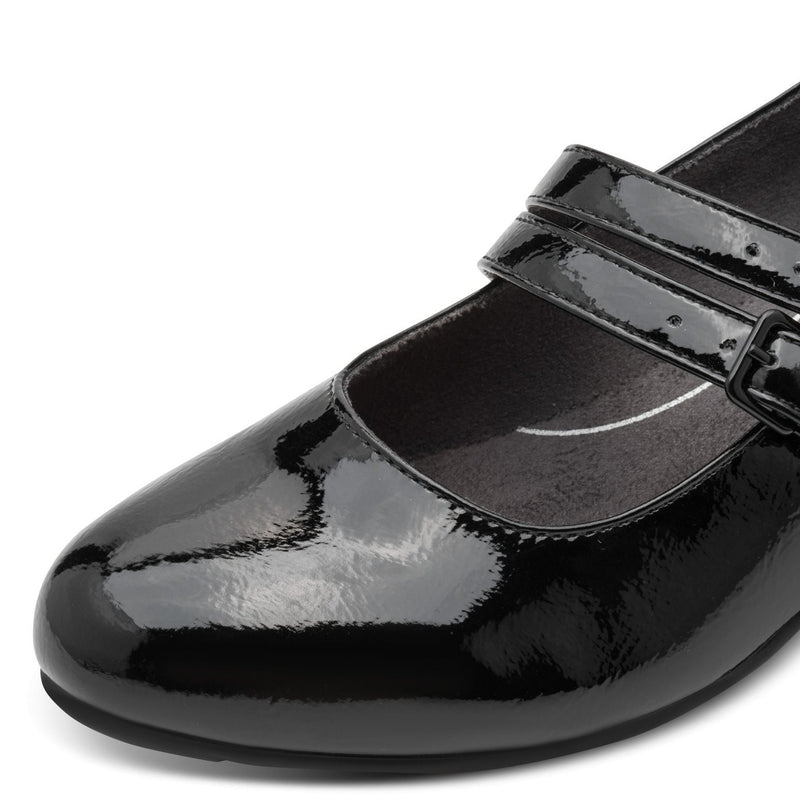 Womens Jana 24366 Black Patent Block Heels - Black Patent