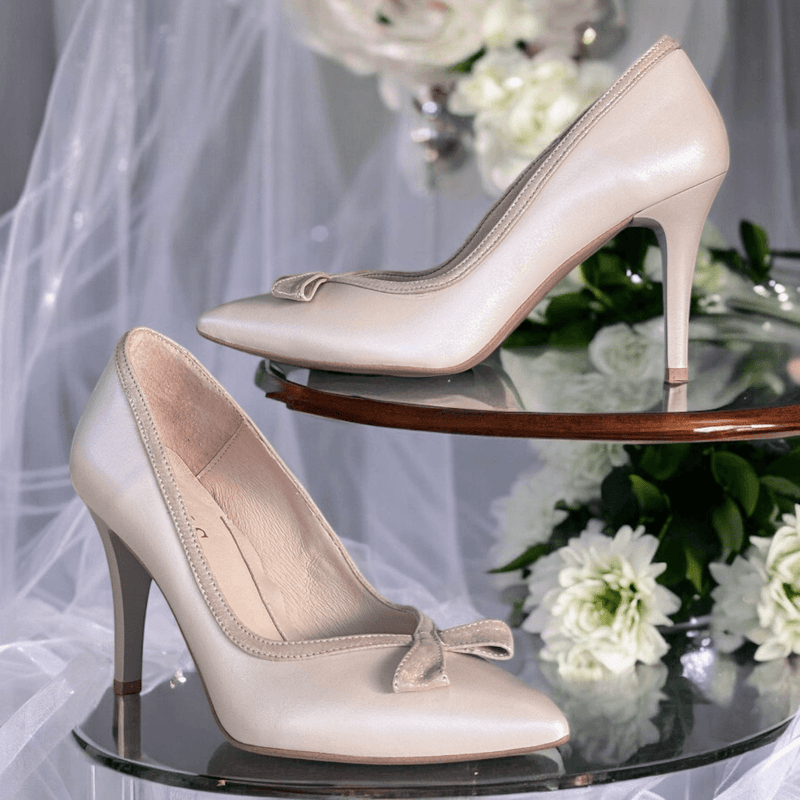 Womens Emis S8255 Pearl Beige Court Heels - Nude Patent