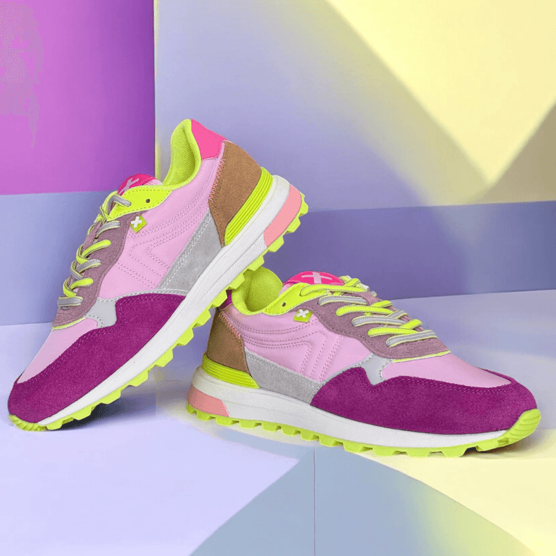 Womens Xti Multi Coloured Laced Trainer - Nude Pink Multi