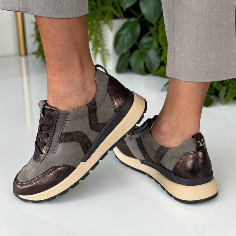 Womens Caprice 23774 Taupe Combi Trainers - Taupe Combi