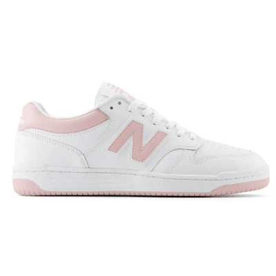 Womens New Balance 480 Trainers in White & Pink - White