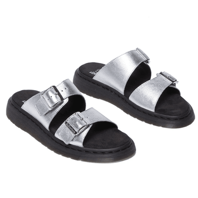 Womens Dr Martens Josef Buckle Mule Sandals - Silver