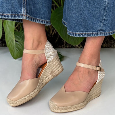 Womens Wonders YD-SI685 Wedge Espadrilles - Natural Beige