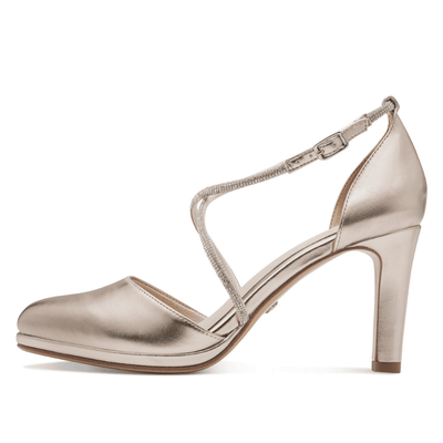 Womens Tamaris Diamante Strap High Heels - Light Gold