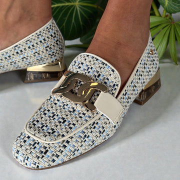 Womens Zanni & Co Laocai Perspex Heel Loafers - Blue Tweed